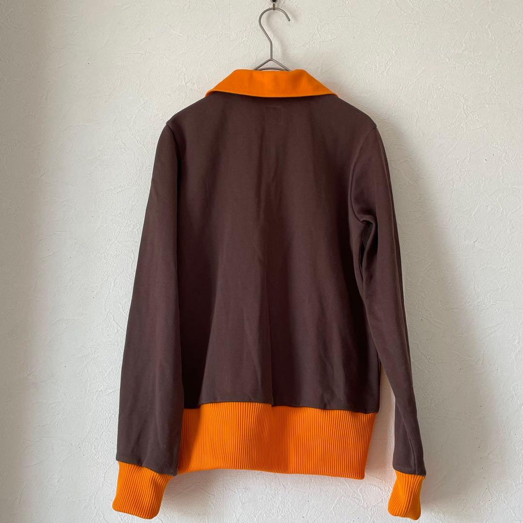 adidas 黒タグ トラックジャケット ブラウン×オレンジ 刺繍ロゴ 万国旗