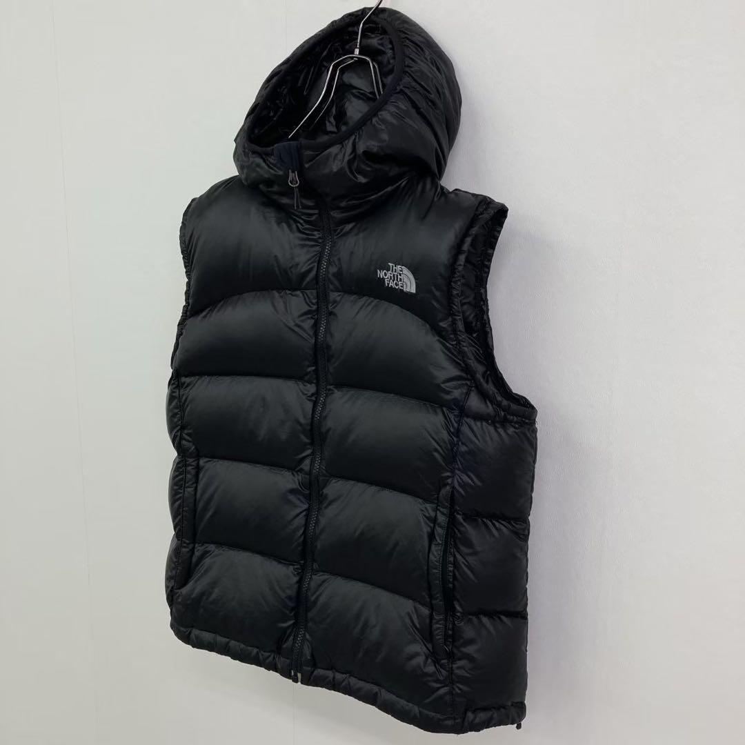 ノースフェイス フードダウンベスト ブラック レディースL