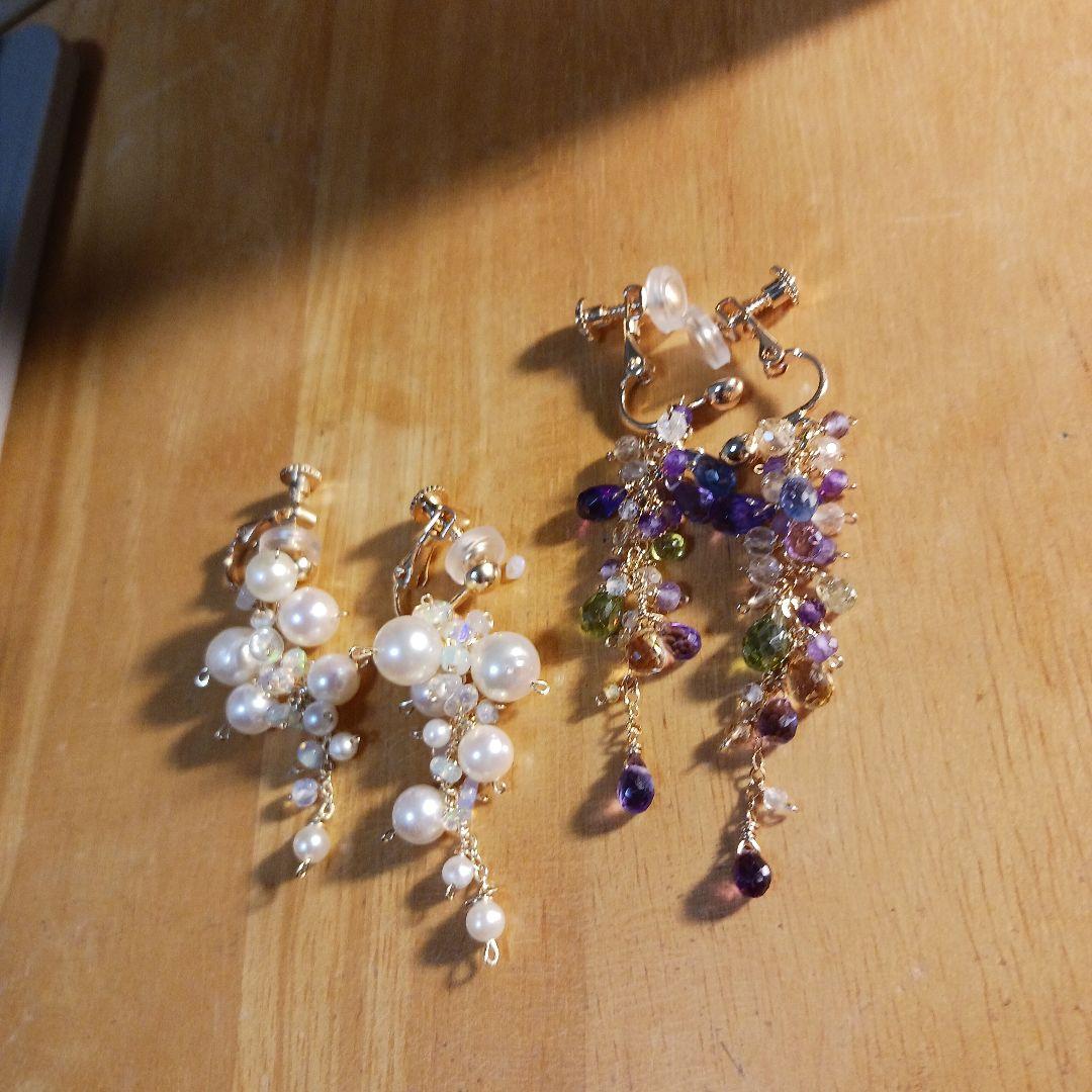 わぁイズ様ご参考。あこやバロック月の雫のピアス14kgf