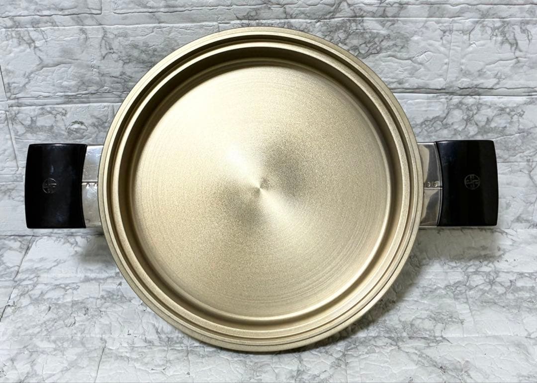 【希少 美品】しばのキッチン 両手鍋 ガラス蓋 最高級ゴールドシリーズ