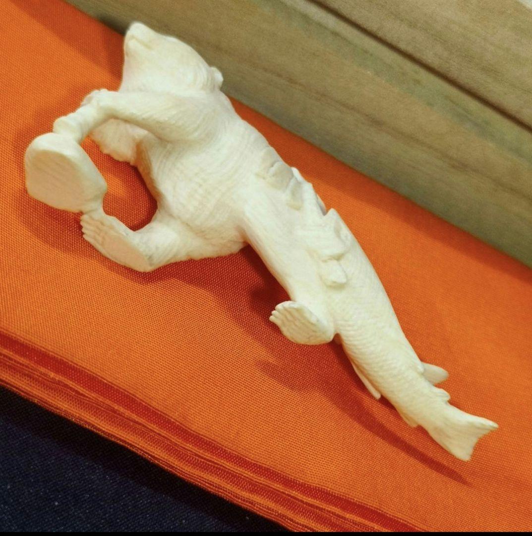 置物 熊 寛支作 共箱 天然素材彫刻 手彫り細工 未使用美品 時代物 蒐集家放出