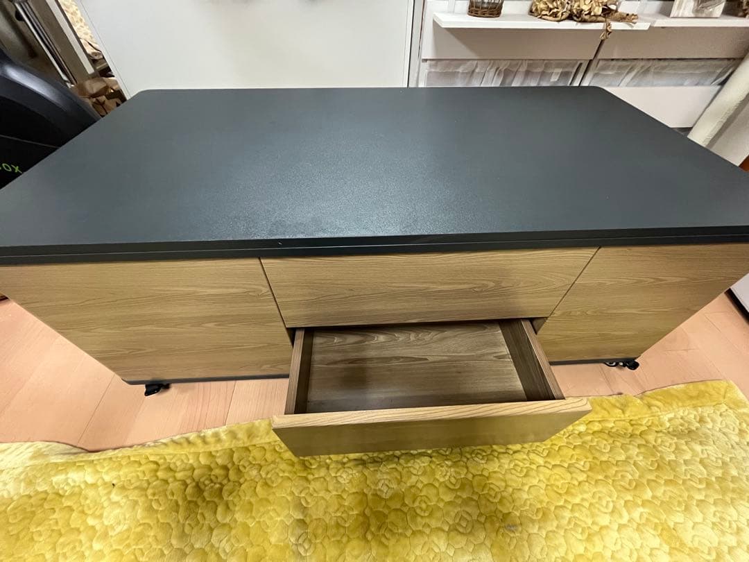昇降テーブル　センターテーブル　ローテーブル　120cm 大容量収納付き！
