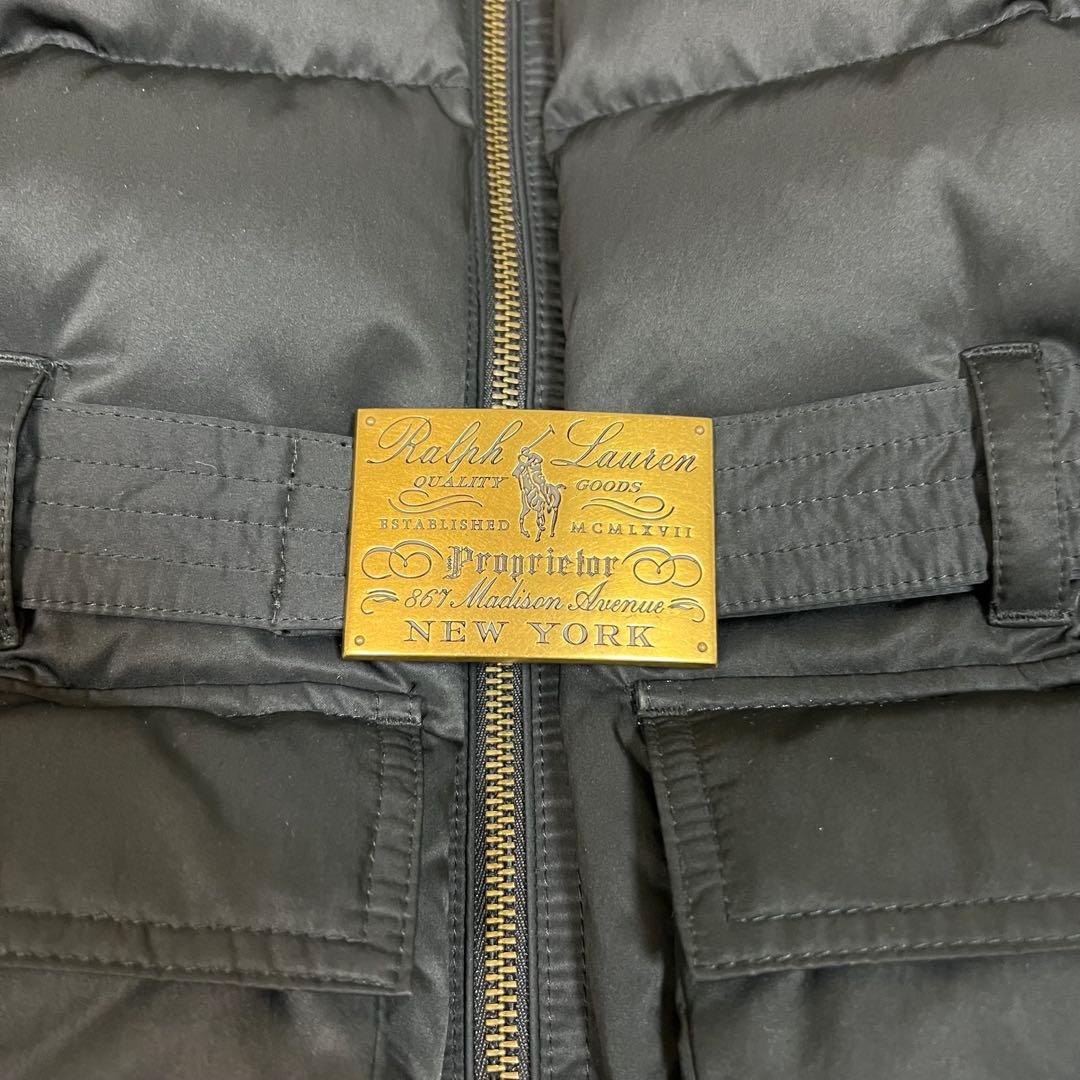 美品✨ラルフローレン ダウンジャケット ショートダウン 金具ベルト ブラック M