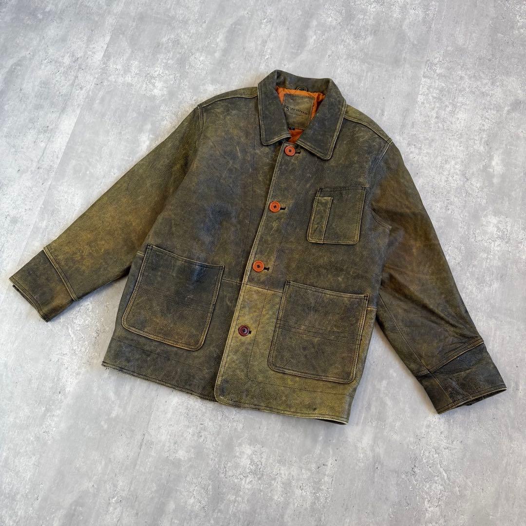 雰囲気抜群 Side stream ヴィンテージ カウレザージャケット Lサイズ