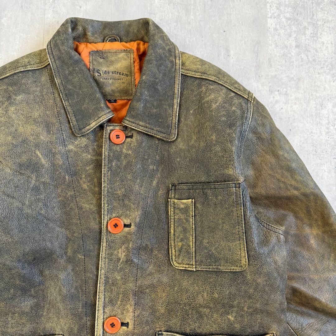 雰囲気抜群 Side stream ヴィンテージ カウレザージャケット Lサイズ