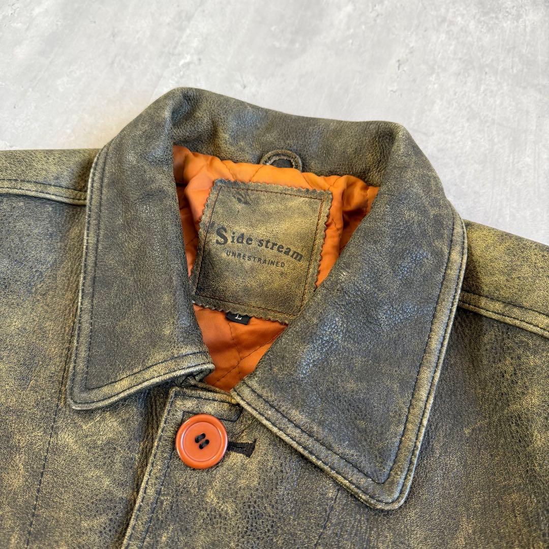 雰囲気抜群 Side stream ヴィンテージ カウレザージャケット Lサイズ