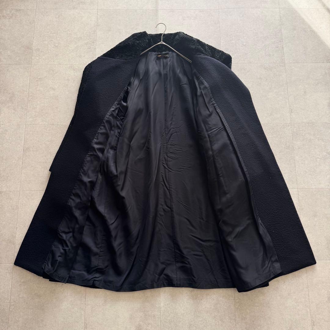 コムデギャルソン　AD1997　ロングコート　紺色　ビッグカラー　ファー