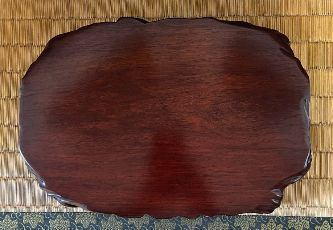 根卓 天然無垢材 透かし根彫り 花台 香台 盆栽台 約3㎏