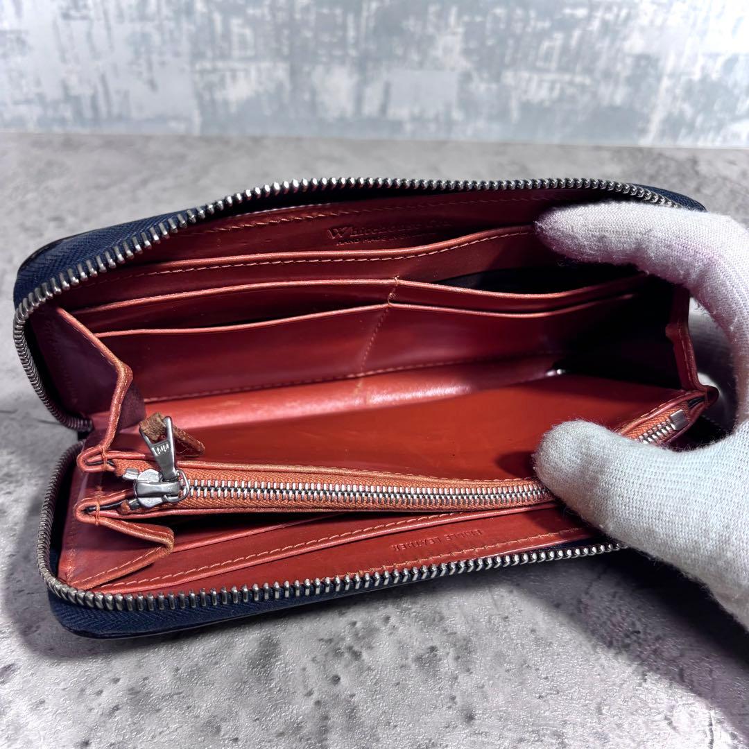 【最終価格！】ホワイトハウスコックス ラウンドファスナー 長財布 レザーネイビー