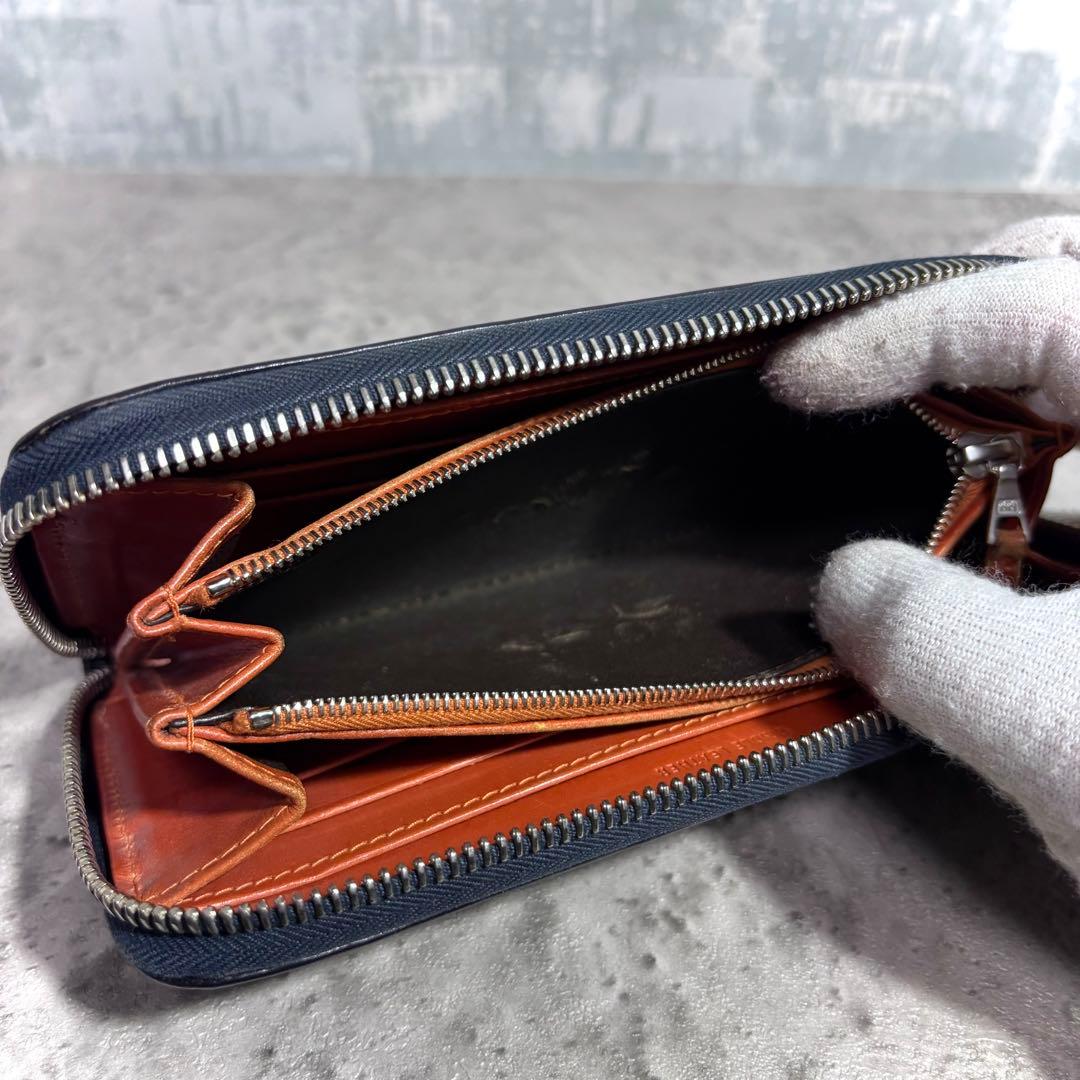 【最終価格！】ホワイトハウスコックス ラウンドファスナー 長財布 レザーネイビー