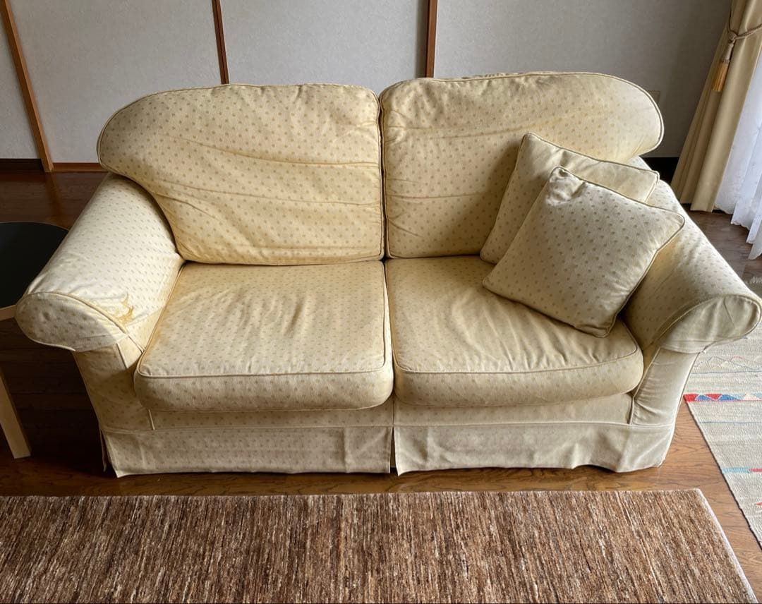 ローラアシュレイ ウィンチェスター2シーターソファ ステラ柄　ゴールド