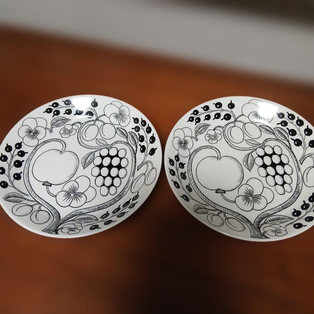 ARABIA 　ブラックパラティッシ　プレート21cm　2枚セット