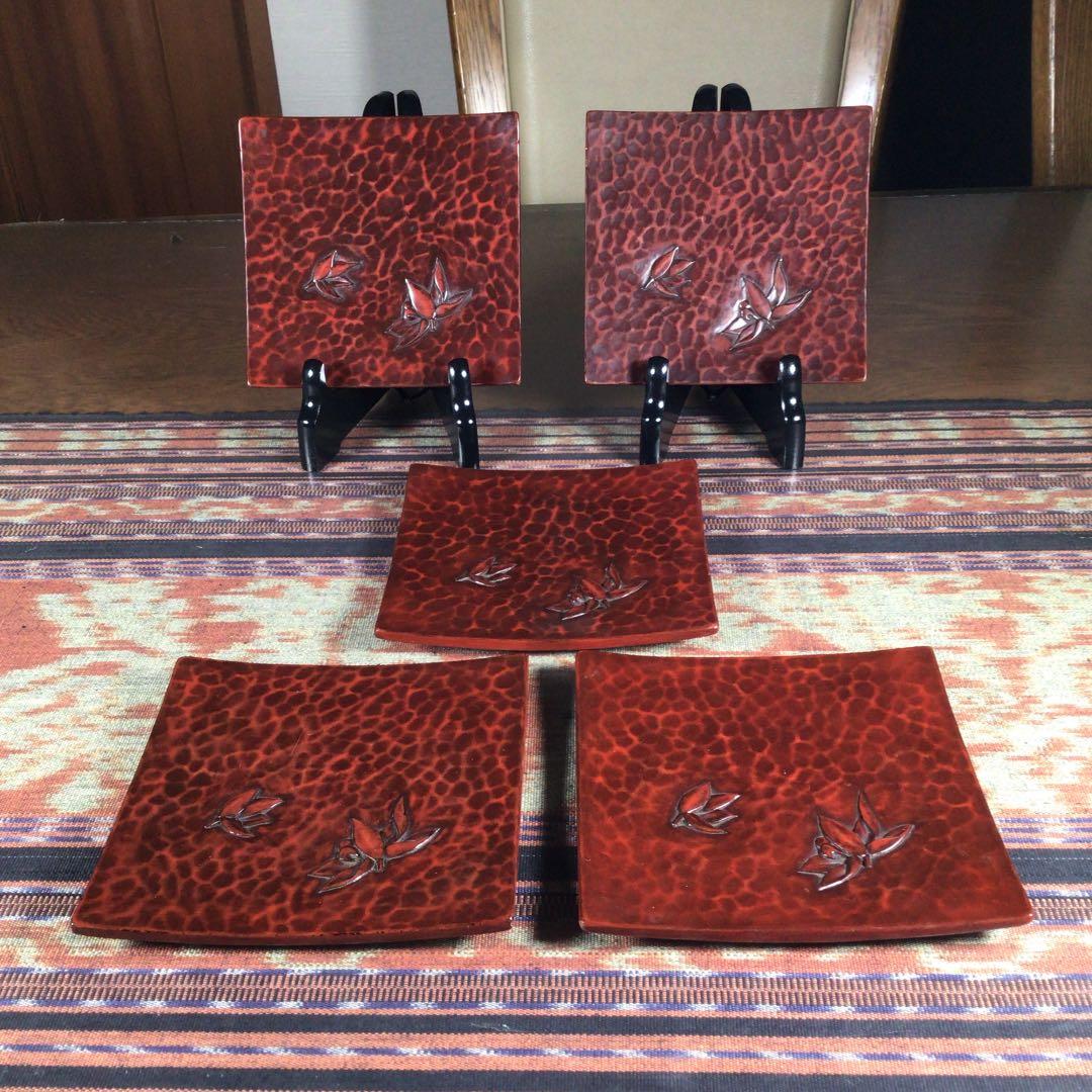 骨董品　鎌倉彫　伊志良不説　菓子皿　5枚