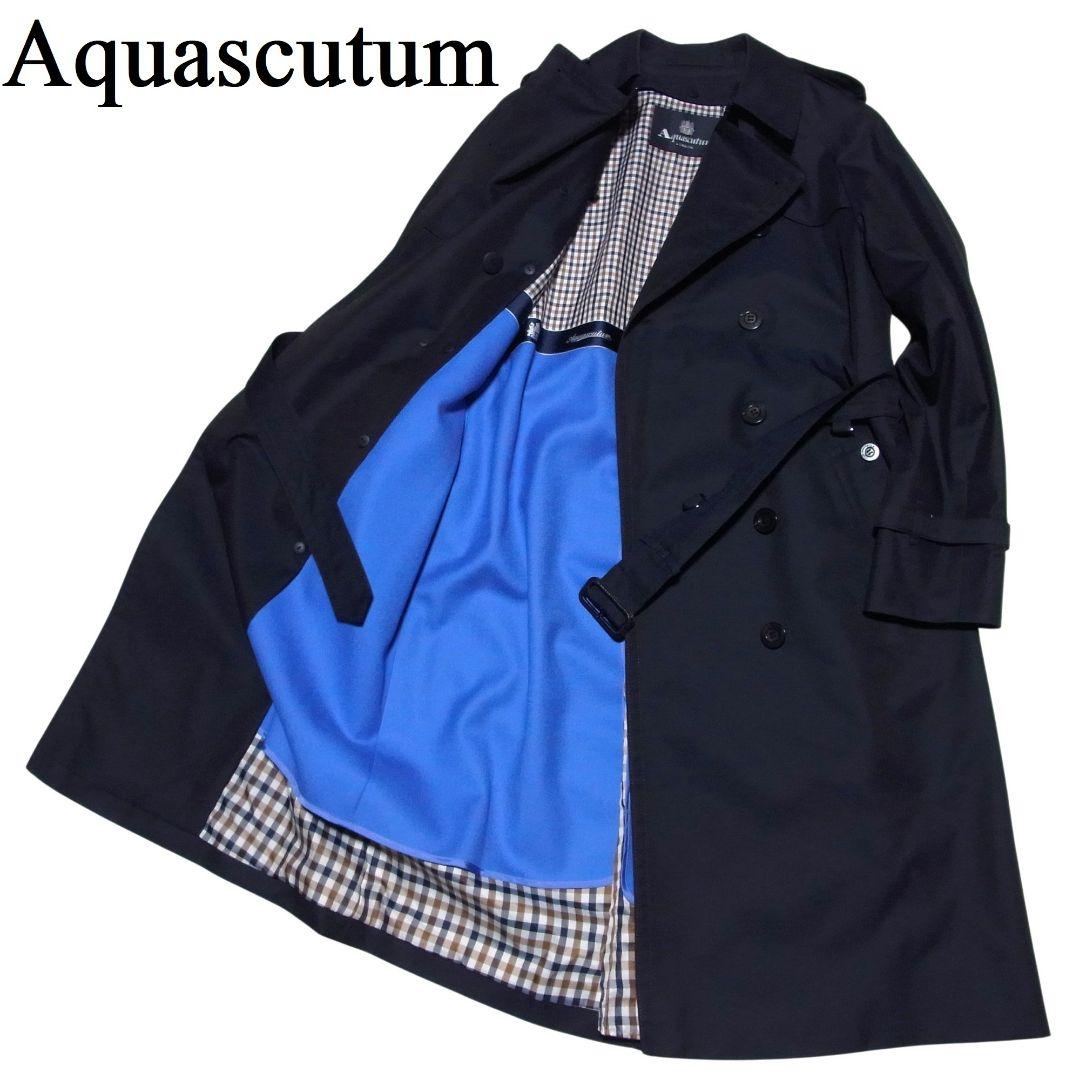 アクアスキュータム トレンチコート ロング ブルーライナー 6 ネイビー