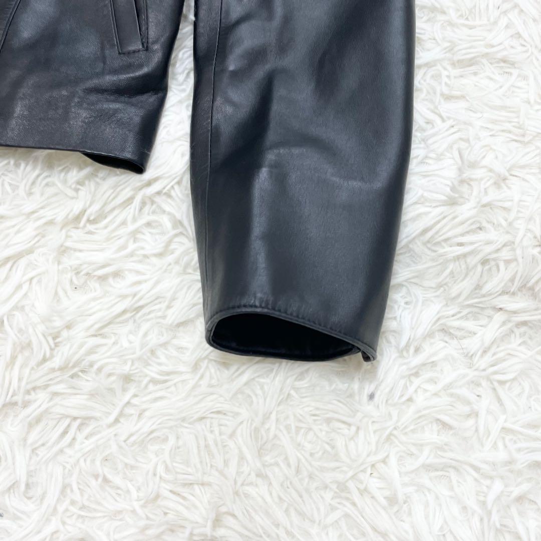 【美品】BALMAIN バルマン レザージャケット 羊革 ノーカラー ブラック
