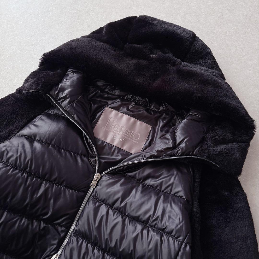 美品★HERNO｜Resort 稀少 エコファーショートダウン ブラック 40