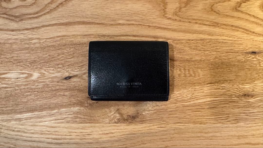 【希少ライン】ボッテガヴェネタ 三つ折り財布 ロゴプリント イントレなし 黒