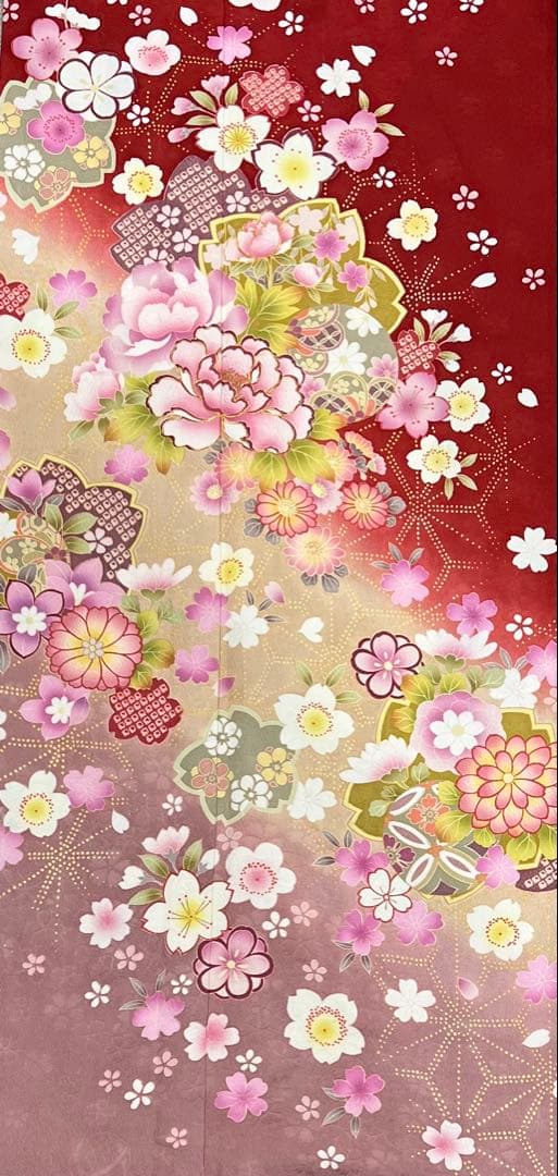 振り袖　フルセット　長襦袢　成人式　金彩加工　刺繍入り　長尺袋帯　658