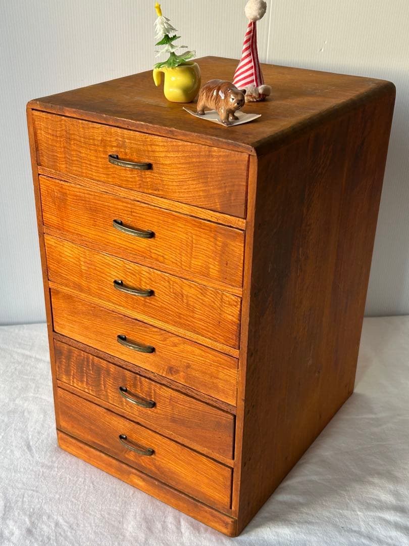 古道具　6杯抽斗　小引き出し　ヴィンテージ　アンティーク　ドロアー　昭和レトロ