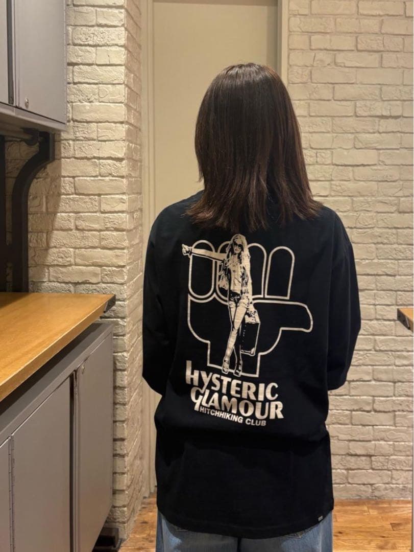 大人気！HYS 長袖Tシャツ【HYS HITCHHIKING CLUB】 黒M