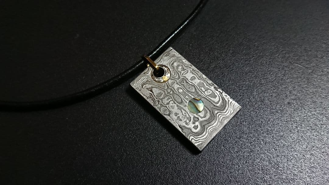 凌*様 ダマスカス・アバロンペンダント (ダマスカス鋼＋アバロン) ハンドメイド