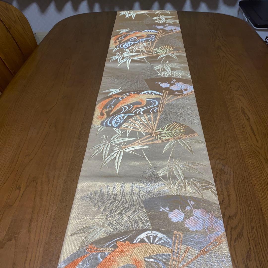 table runner 金彩琳派　帯リメイク　正絹　川島織物