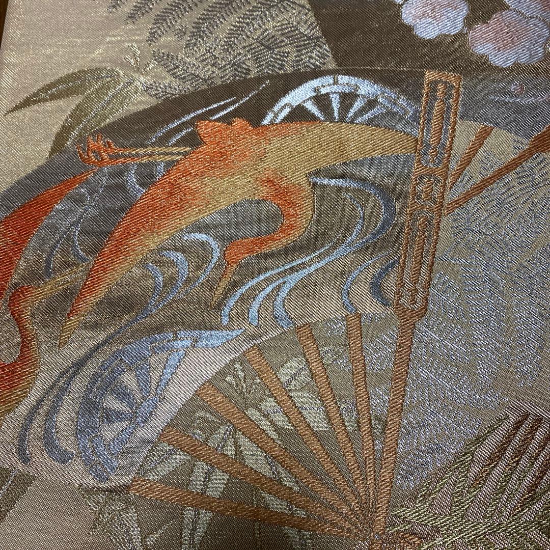 table runner 金彩琳派　帯リメイク　正絹　川島織物