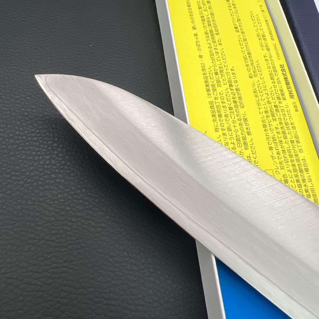 ★新品未使用★堺菊守ゴールド鋼牛刀包丁180mm銅巻口金付本通し柄両刃万能包丁