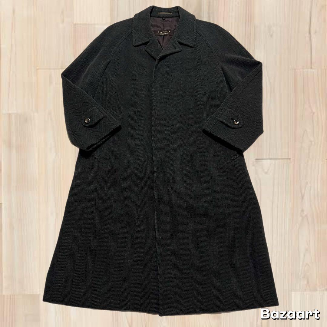 極美品✨SANYO COAT 三陽 アンゴラコート グレー ウール ヘリンボーン