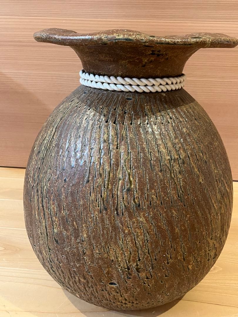 信楽焼　大福袋宝壺　伊羅保釉薬　大壺