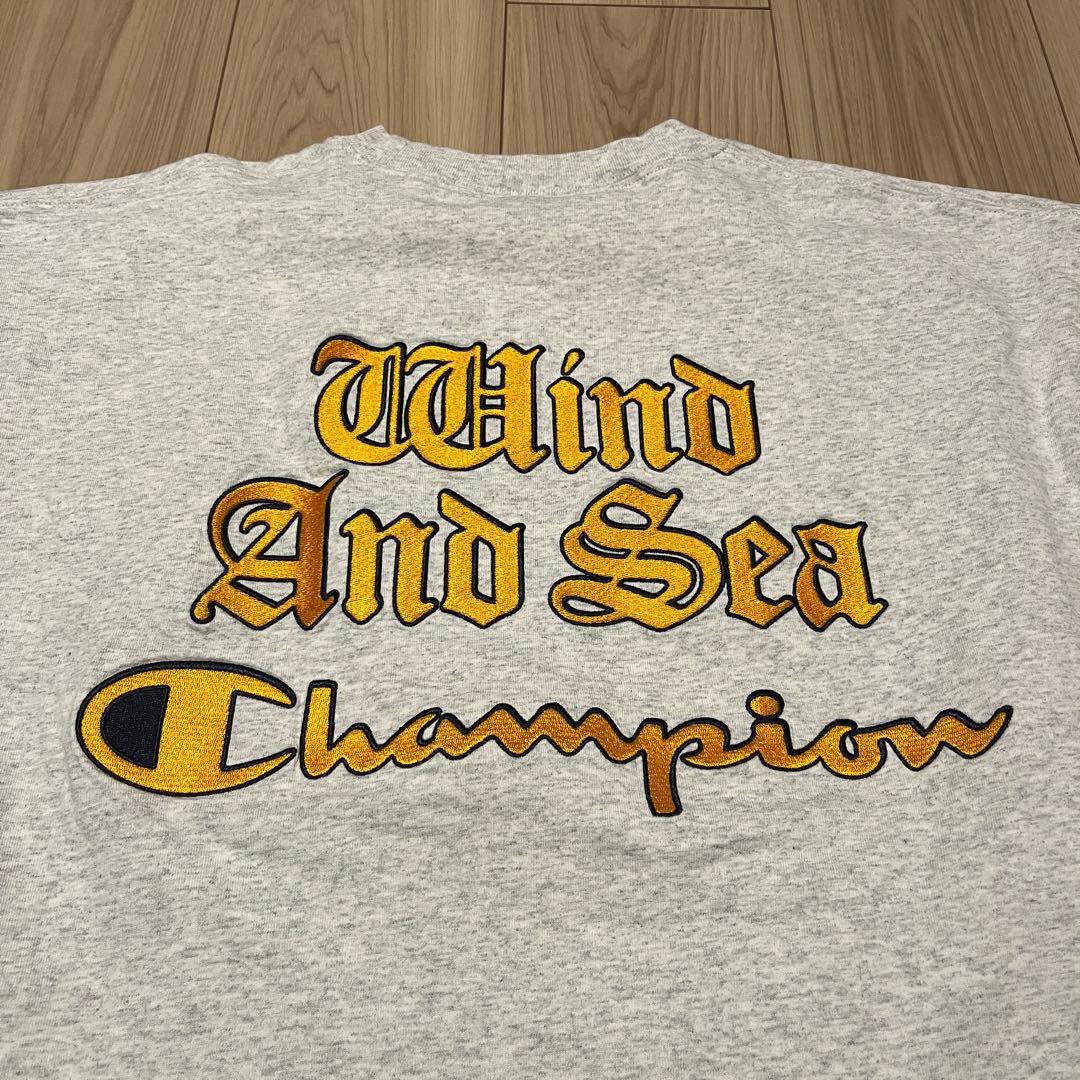 champion wind and sea tシャツ L グレー 刺繍