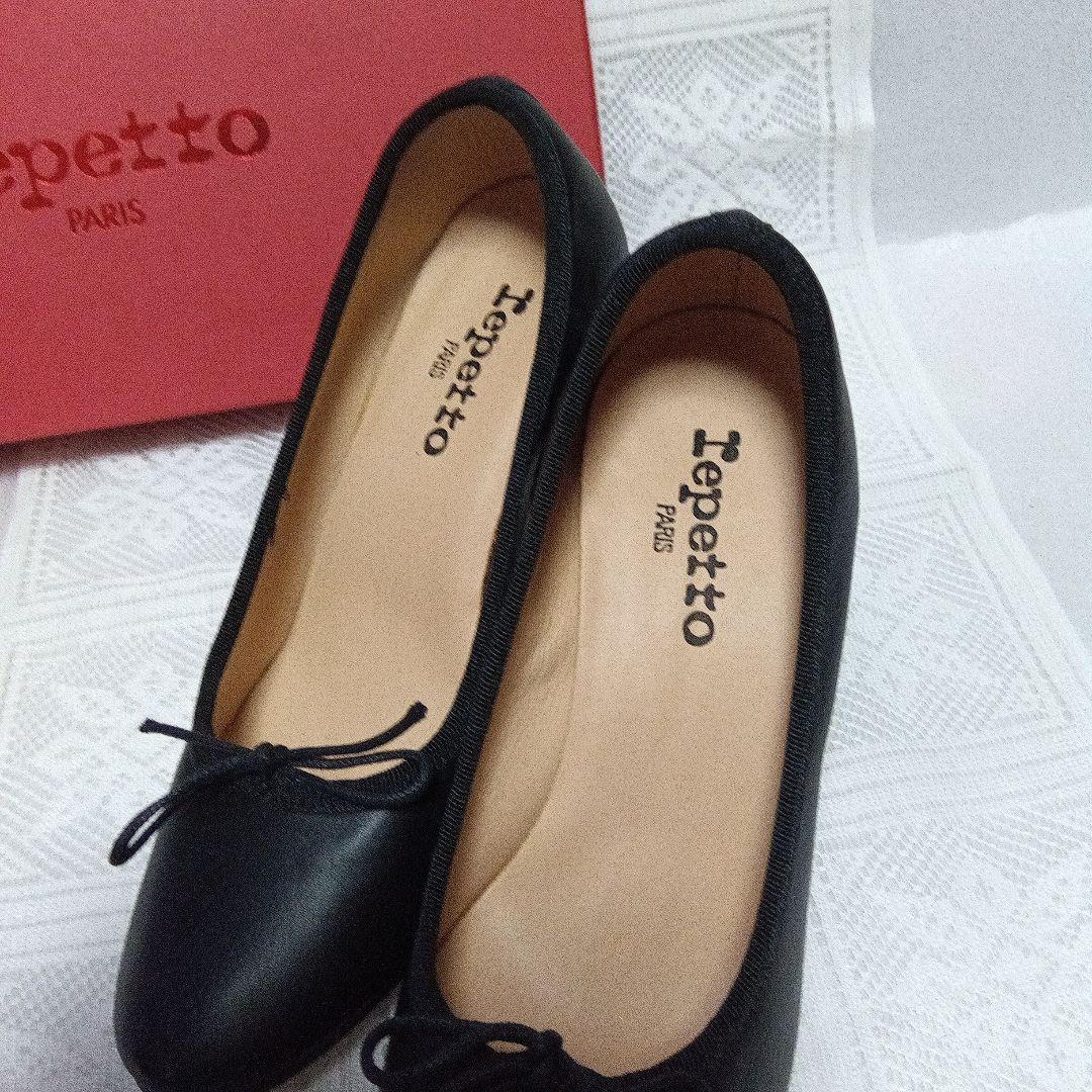 repetto 黒 36サイズ　 美品　ヒール　バレエシューズ　レザー