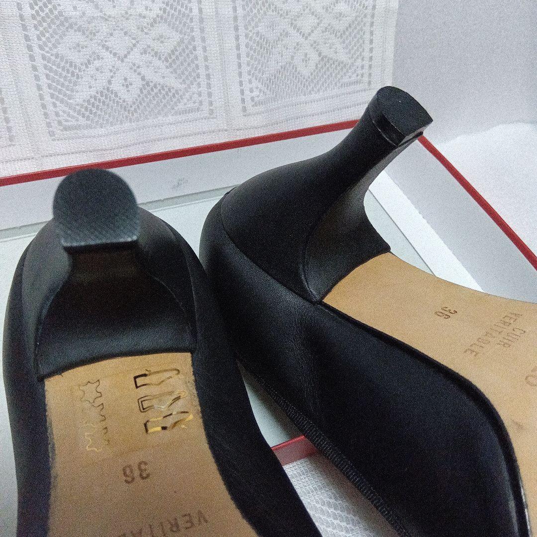 repetto 黒 36サイズ　 美品　ヒール　バレエシューズ　レザー