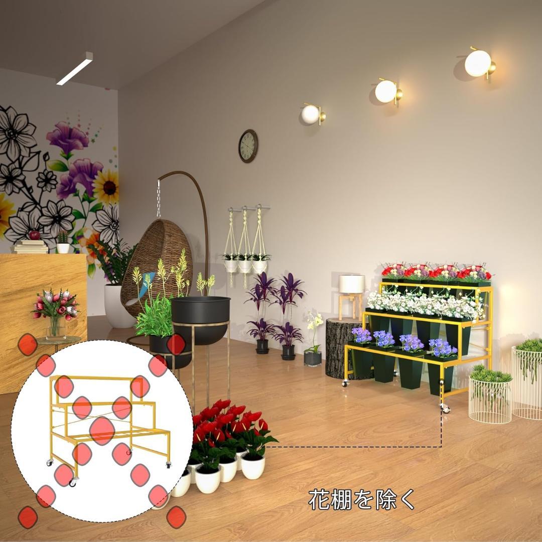 フラワーディスプレイスタンド、12個のフラワーバケツ、3段メタルプラントスタンド