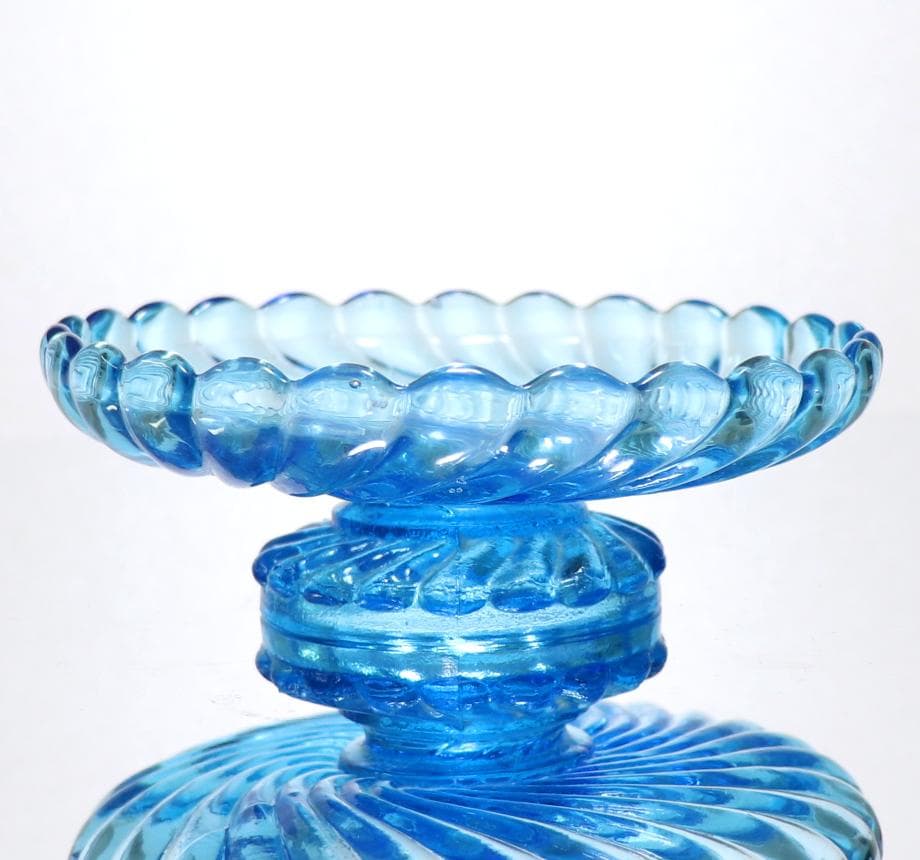 オールド・バカラ レアカラー ブルークリスタル製 コンポート バンブー 小物入れ