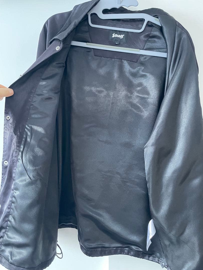 美品 schott ショット レーヨン コーチジャケット サテン L 黒