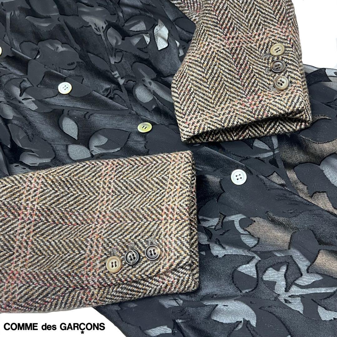 貴重！comme des garconsシアー柄切替オーバーコートmi121