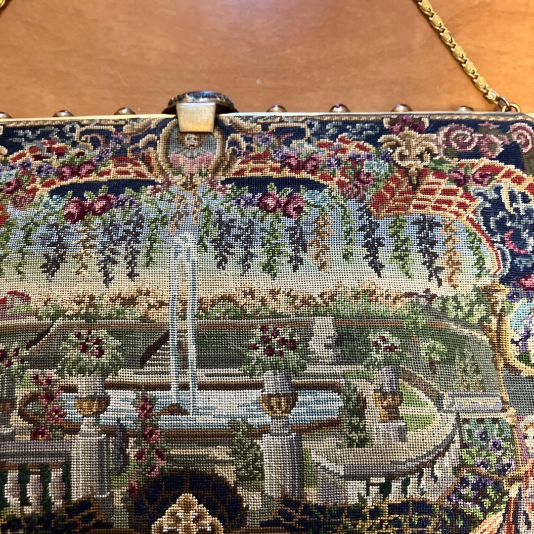 宮廷柄アンティーク プチポワン バッグ