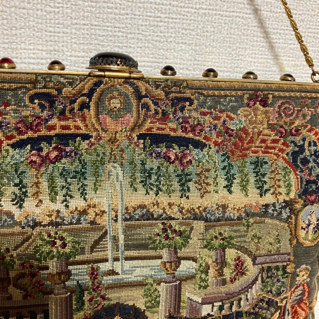 宮廷柄アンティーク プチポワン バッグ