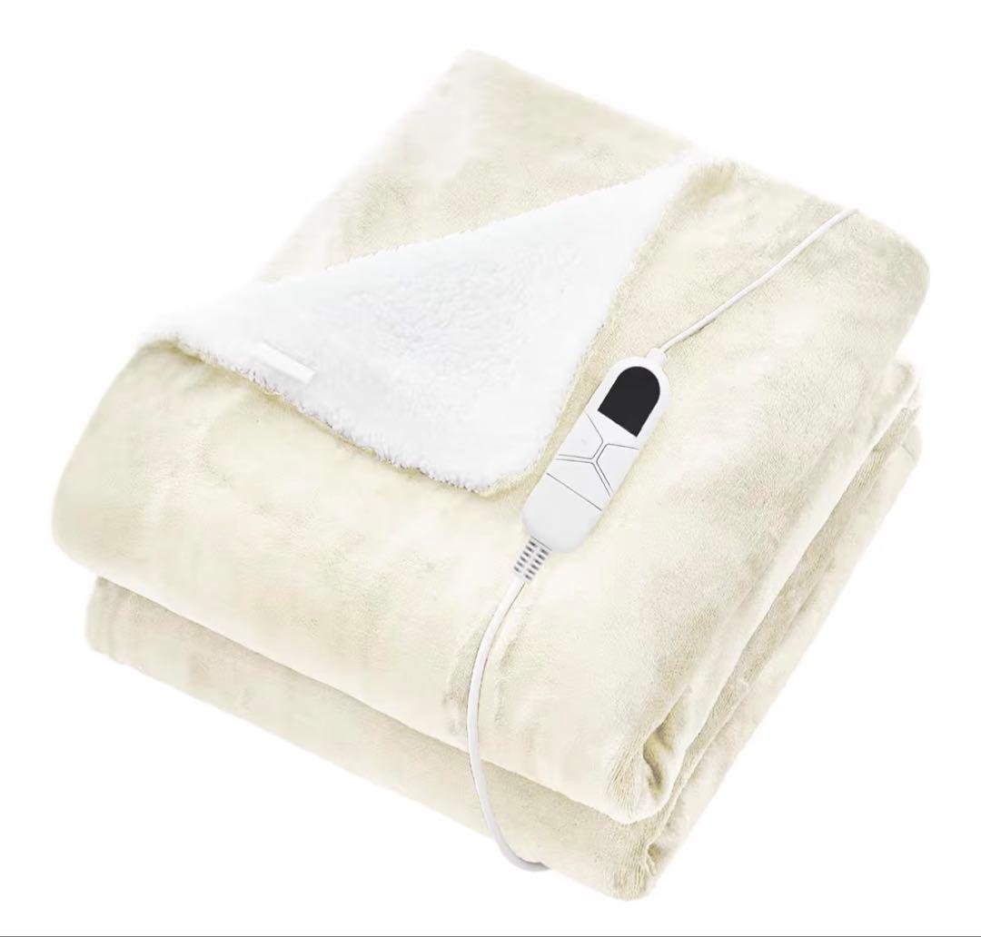 ラグ＆電気毛布　アイボリー