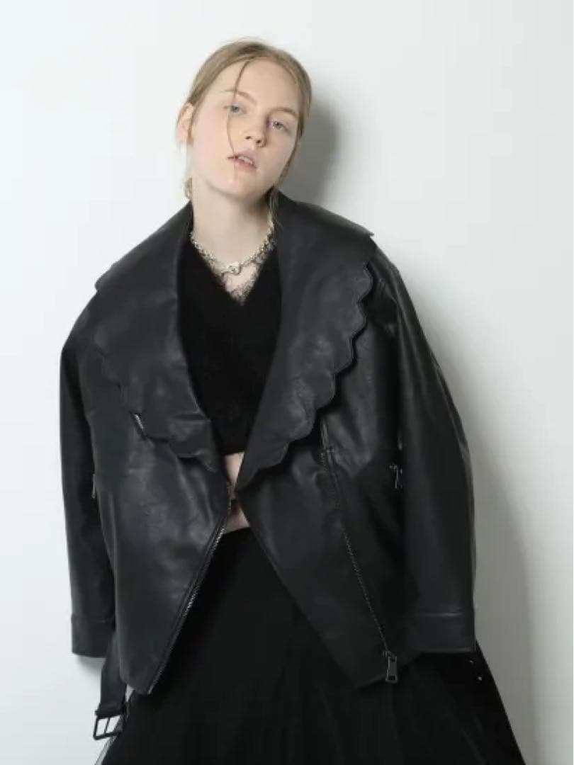ジャケット・アウター baybee scallop collar JK(eco leather)