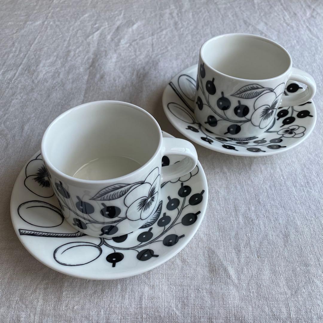 アラビア ブラックパラティッシ カップ&ソーサー 2客セット 旧ロゴ