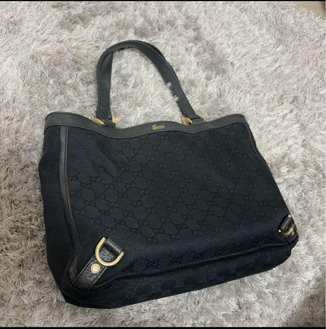 美品 Gucci アビーライン トートバッグ キャンバス GG柄 グッチ　黒