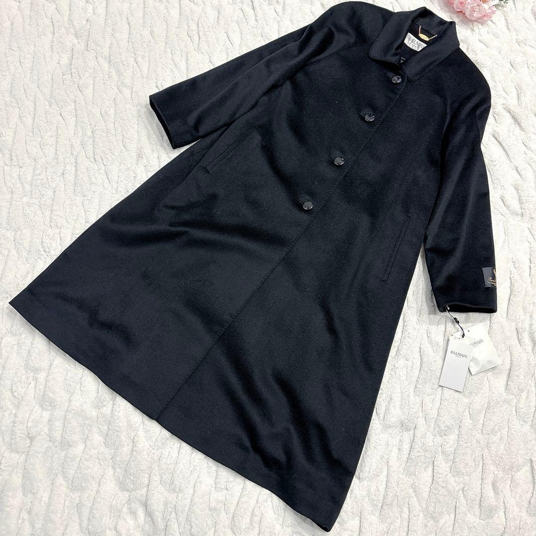 【新品タグ付き】BALMAIN ロングコート カシミヤ100% ブラック 9号