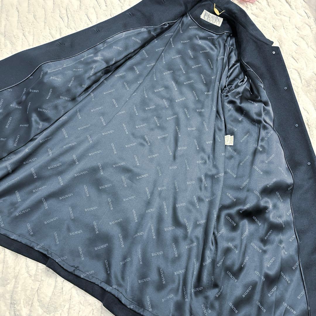 【新品タグ付き】BALMAIN ロングコート カシミヤ100% ブラック 9号