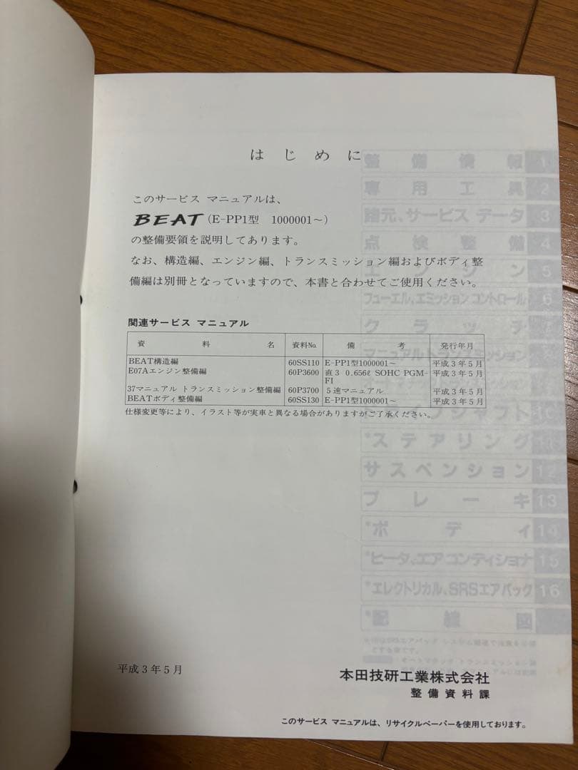 HONDA BEAT サービスマニュアル E-PP1型