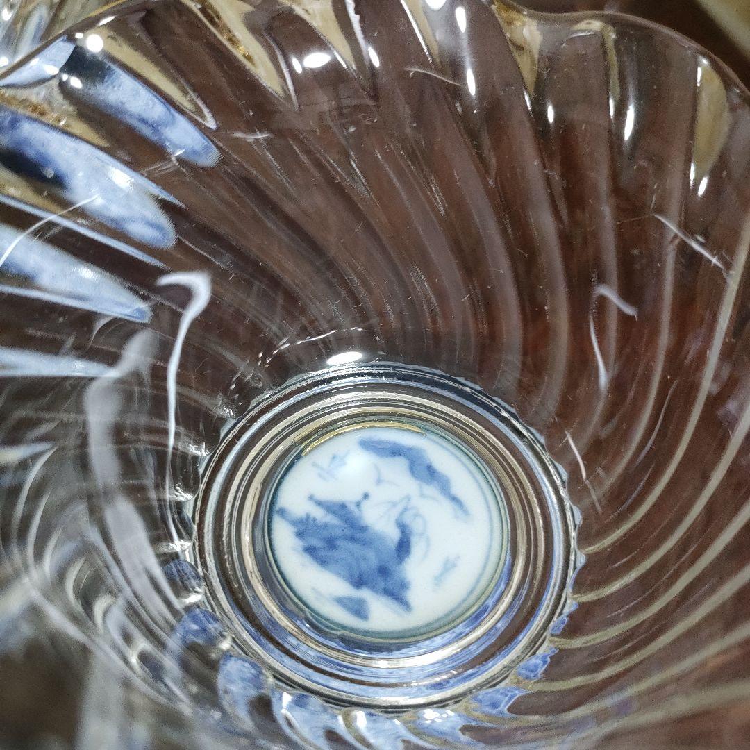 美濃焼 三洋陶器 龍峰窯 染付捻祥瑞 ガラスデザート鉢揃 高台小鉢 5個セット