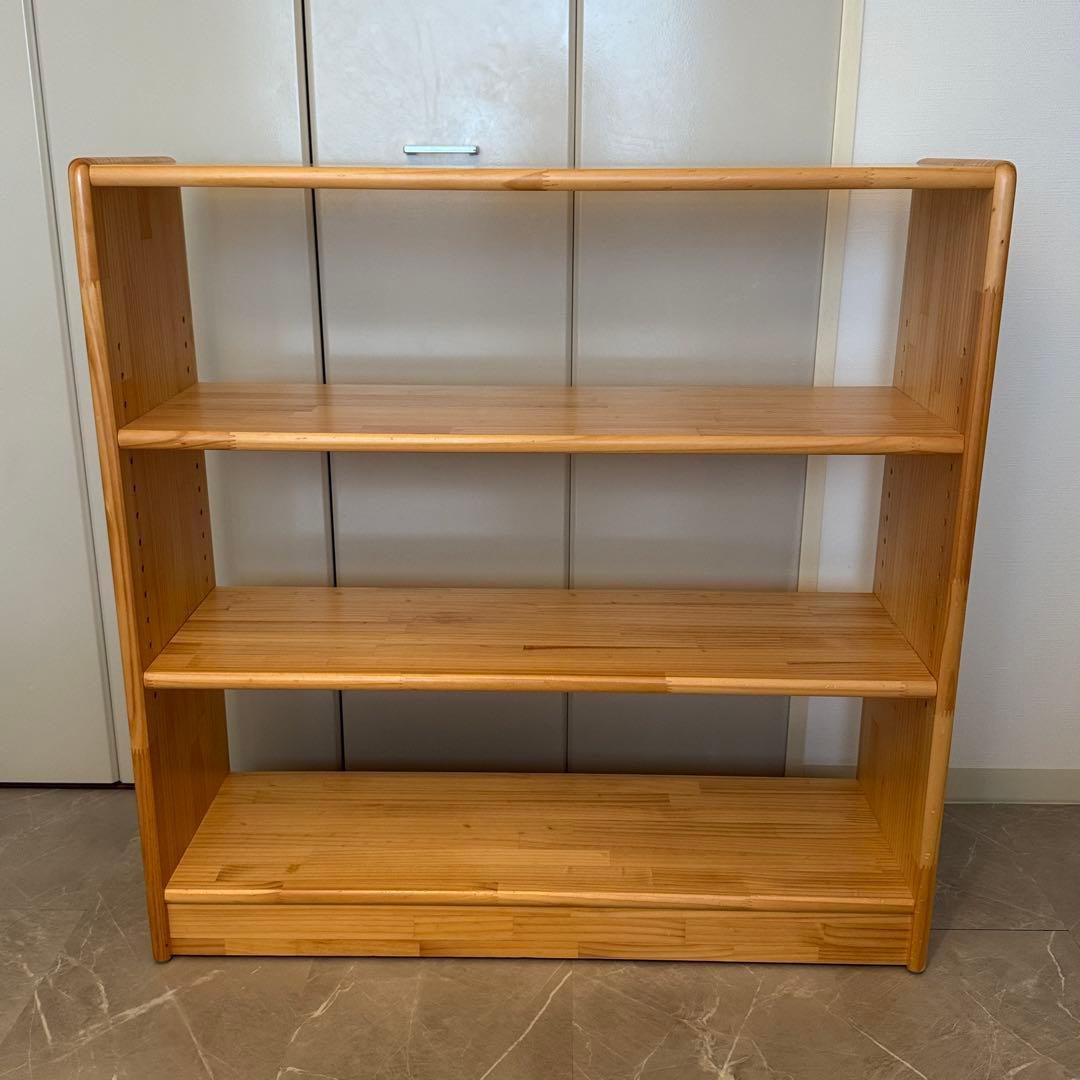 白木棚 （大）可動式 ブロック社 3段