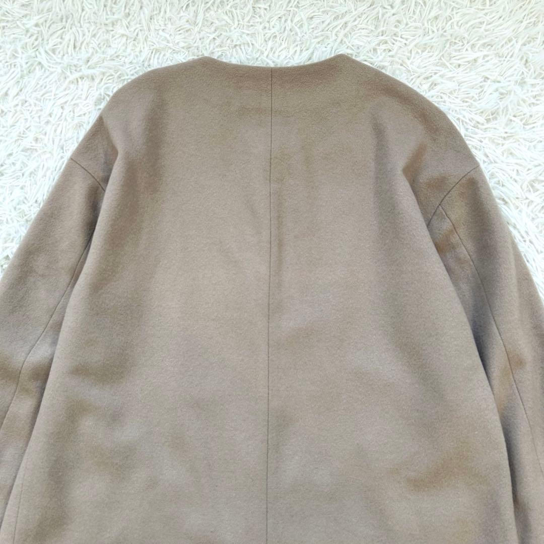 2023 アンタイトル カシミヤ混 大きめノーカラーコート ロング丈 ベージュ