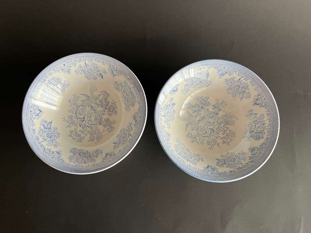 Burleigh バーレイ ブルー アジアンティックフェザンツ 深皿2枚